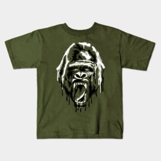stencil art of gorilla head Kids T-Shirt